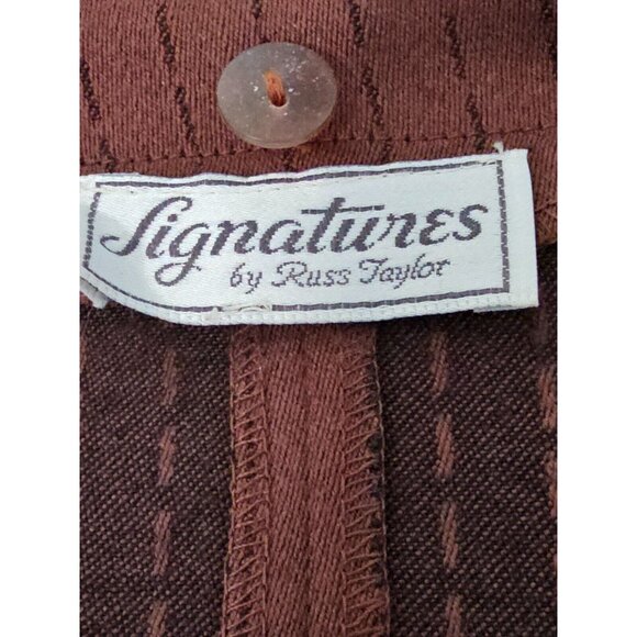 Vintage 1980s Brown Jacket Signatures by Russ Taylor Long Sleeve LG - Picture 2 of 4